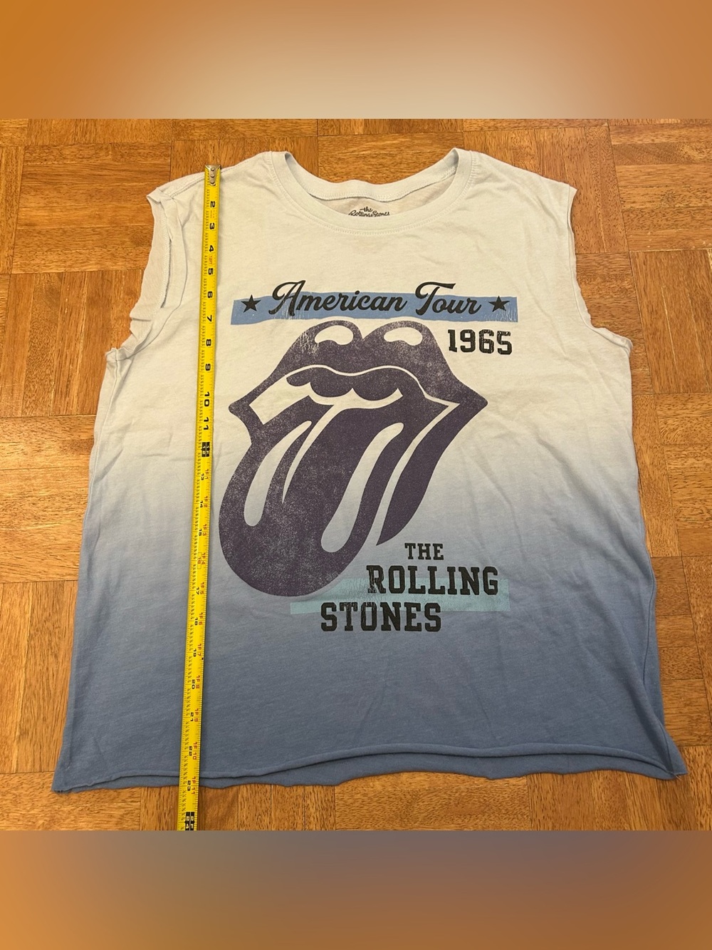 Rolling Stones American Tour 1965 Men's S Sleeveless Crew Cotton Tee White/Blue